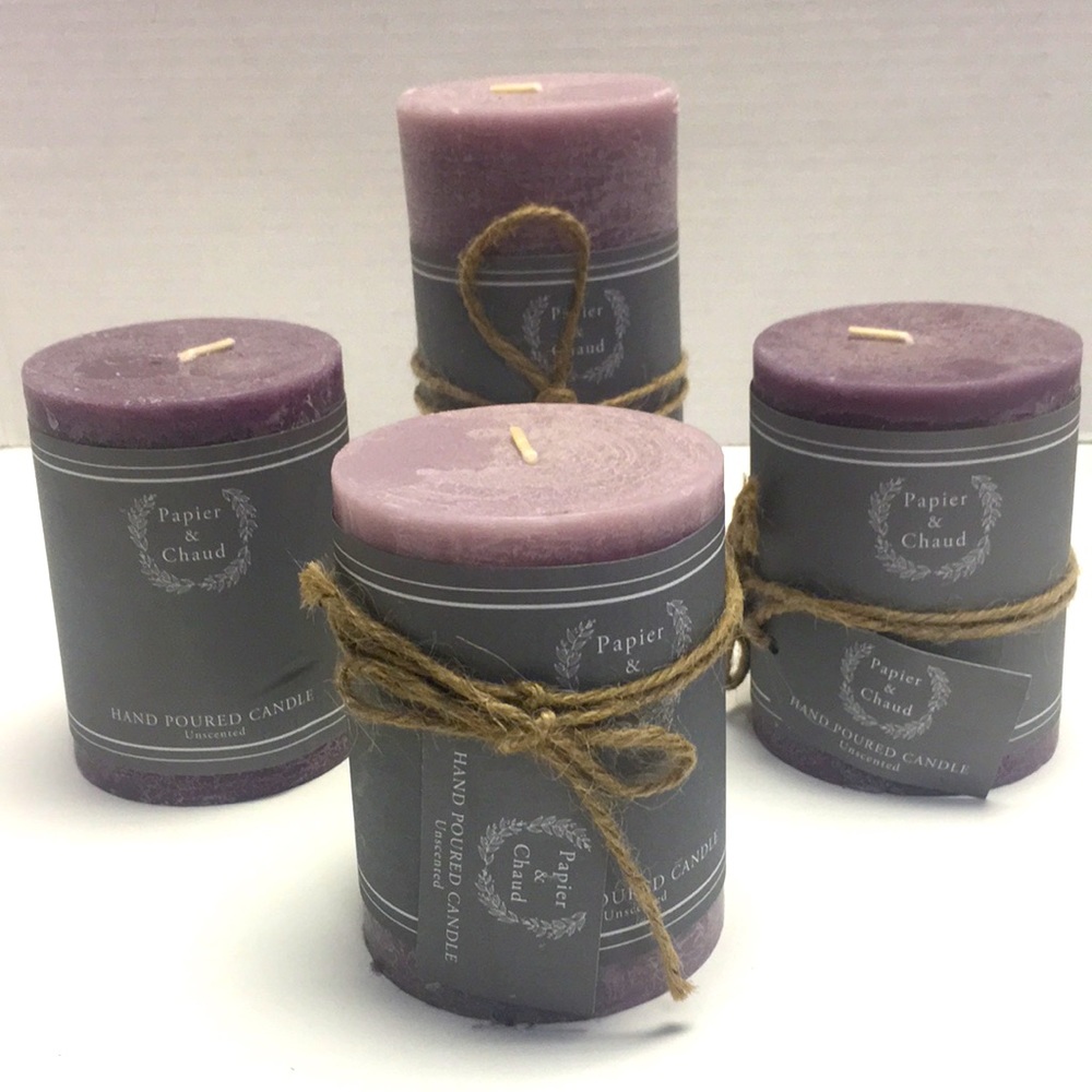 Papier & Chaud Hand Poured Unscented Pillar Candles